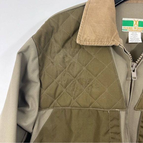 Game Winner Sportswear mens jacket tan quilted, pockets #1481 size L - Picture 7 of 8